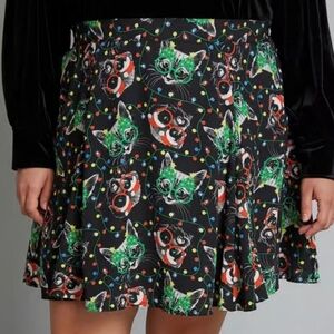 Modcloth Stay Sassy Holiday Kitties Skirt
